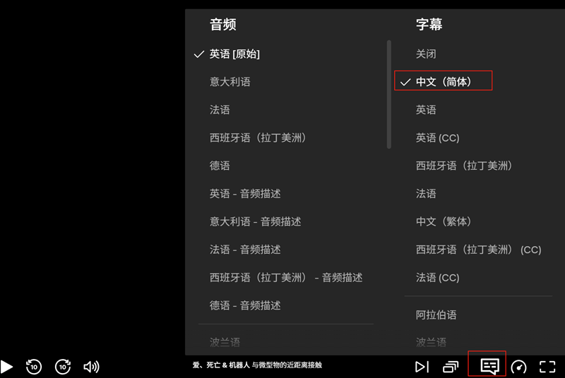 奈飞设置中文字幕